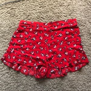 Red Floral Shorts